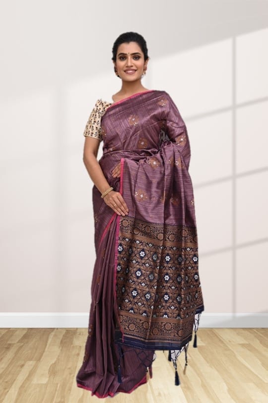 Mauve Brasso Silk Saree | Kashvi-31006 | Cilory.com