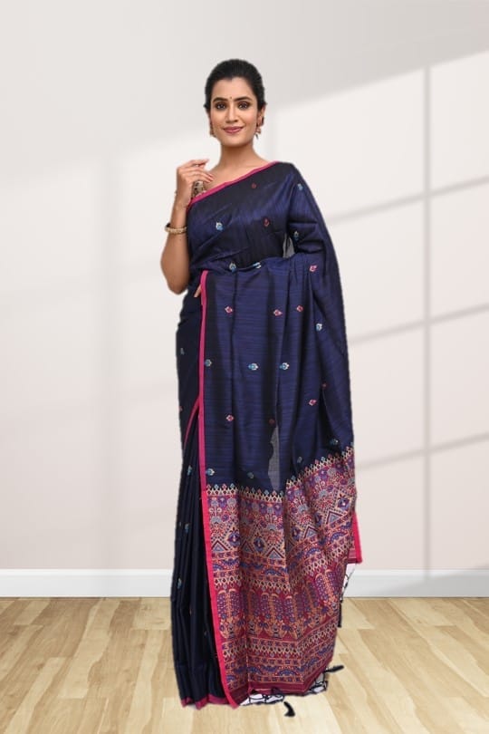 Blue Tussar silk Printed saree VYNP20 in Visakhapatnam at best price by  Vayan Clothing - Justdial