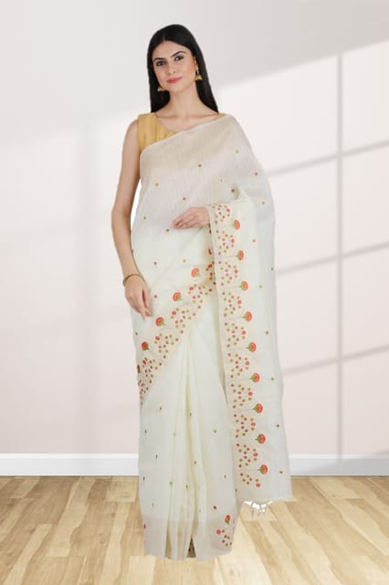 Rangoli Silk Designer Saree In Off White Colour