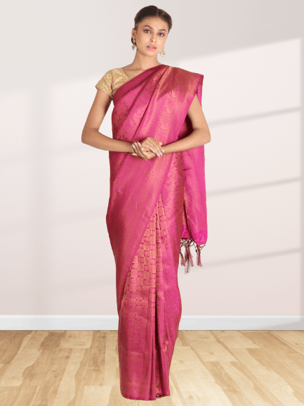 Red Woven Pure Handloom Khadi Silk Saree – zarikaariindia.com