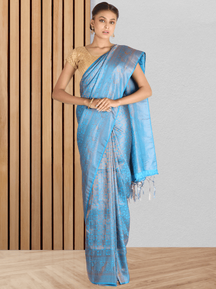 Shop silk handloom saree from Bebaak: Zari border and natural color