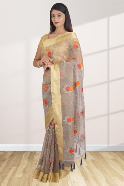 Embroidered Organza Silk Saree – Shop@DVIJA