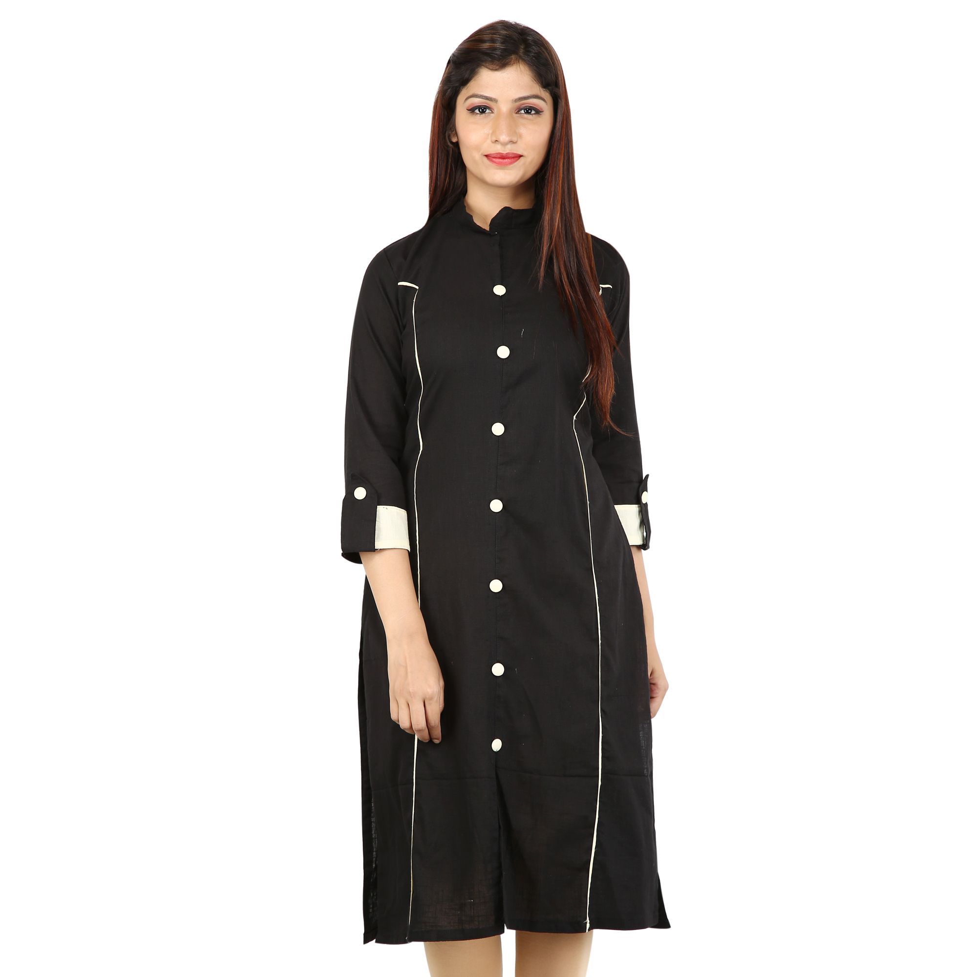 Black Kurta Beige Palazzo Rayon fabric  Set