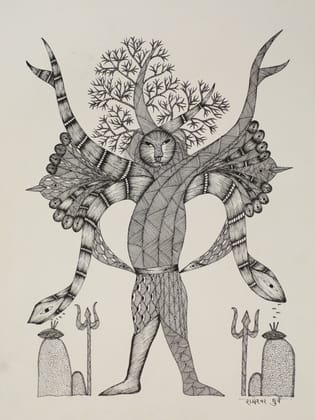 Tribes India Handmade Gond Paper Painting 1TPNGNDMP09200-03