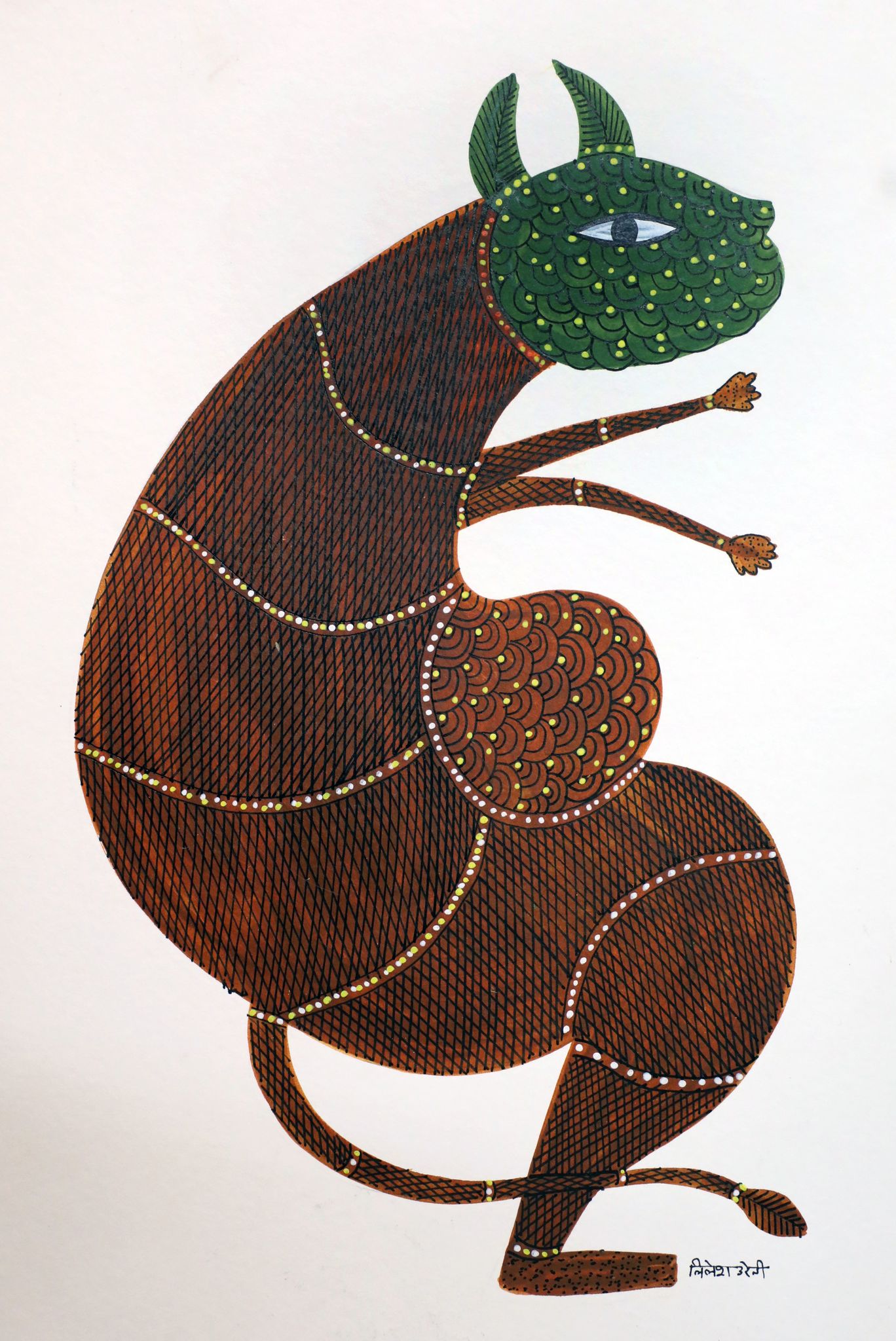 Tribes India Handmade Gond Paper Painting 1TPNGNDMP09208