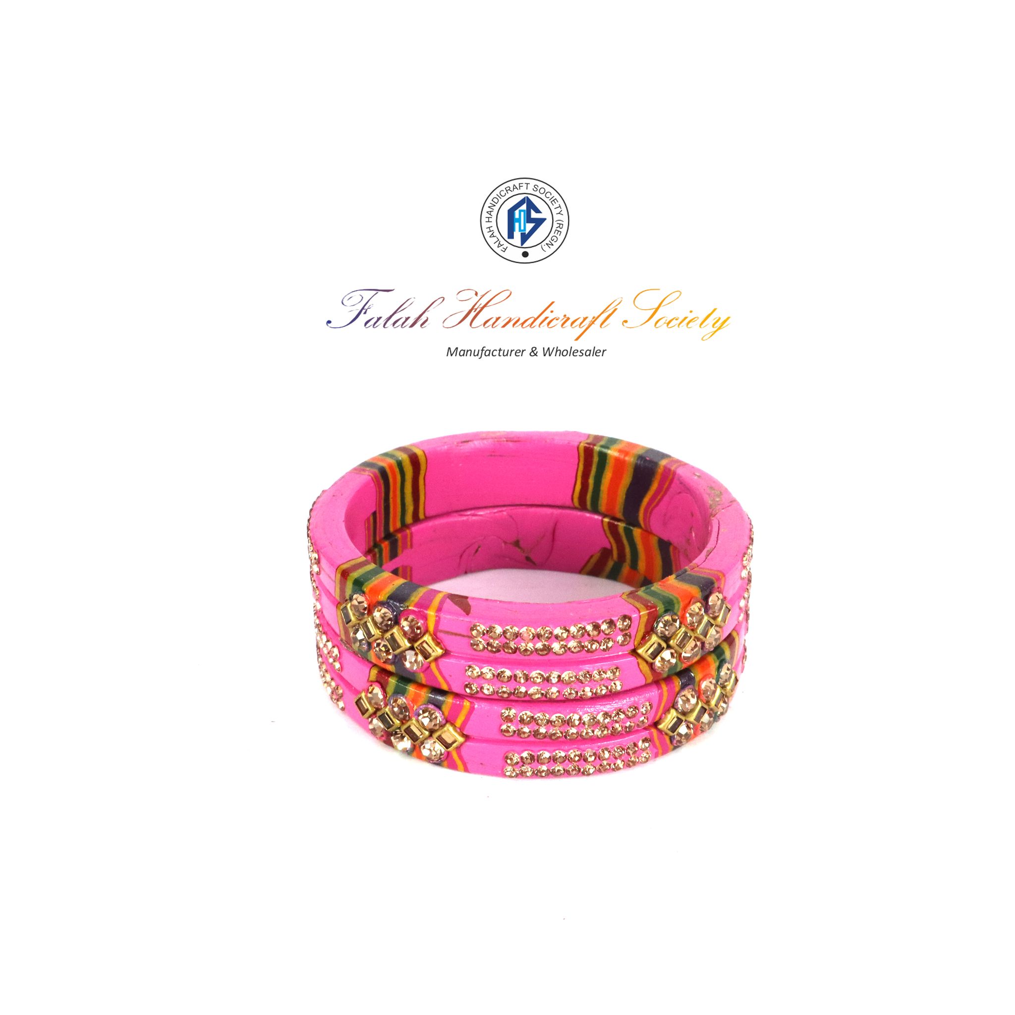 Rajasthani Lac Bangles In Beautiful New Design - Light Pink