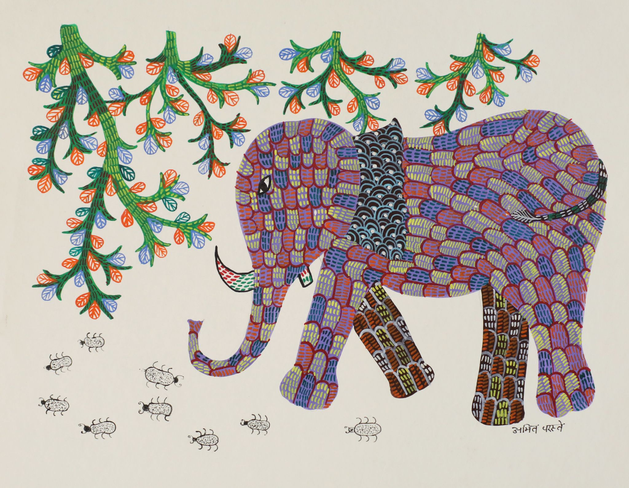 Tribes India Handmade Gond Paper Painting 1TPNGNDMP09215