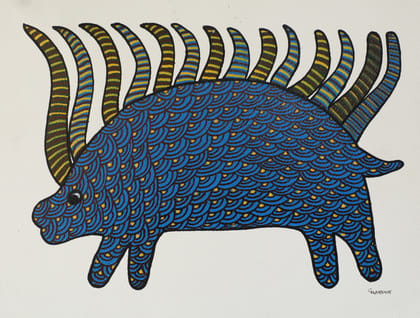 Tribes India Handmade Gond Paper Painting 1TPNGNDMP09222