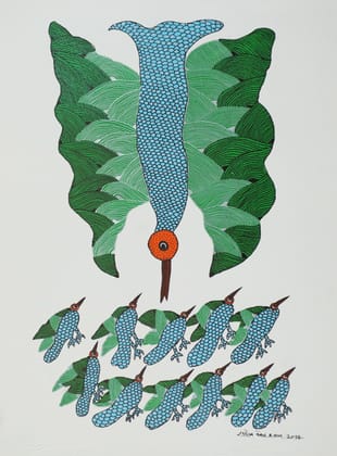 Tribes India Handmade Gond Paper Painting 1TPNGNDMP09255