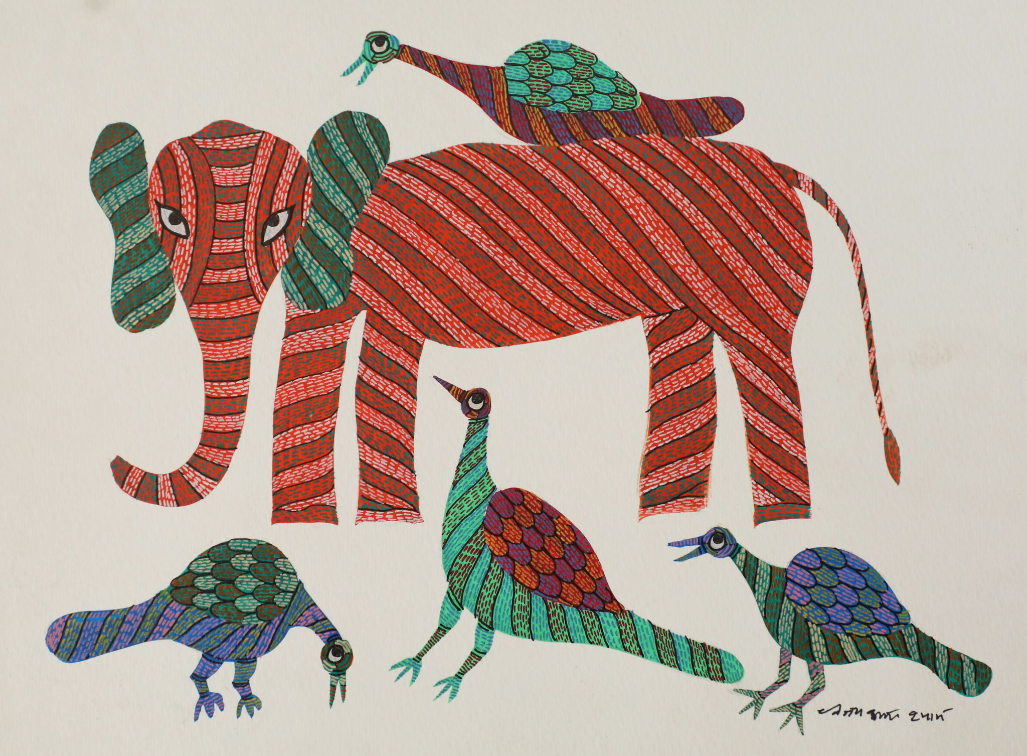 Tribes India Handmade Gond Paper Painting 1TPNGNDMP09306