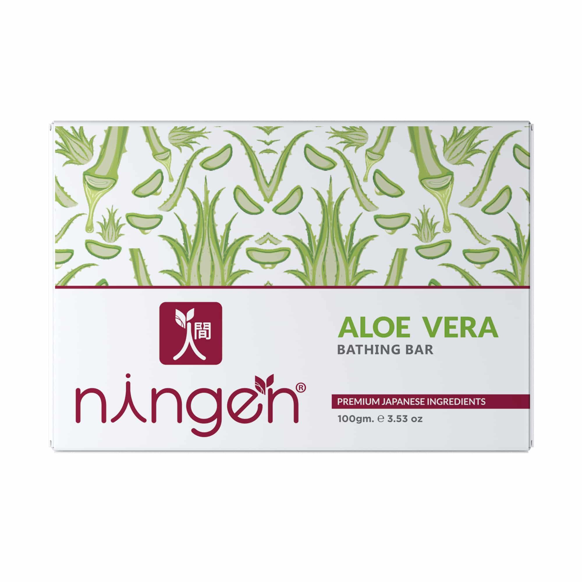 Ningen Aloe Vera Bathing Bar (Soap) I Handmade, Natural Ingredients, Paraben Free, Irritation Free I Hydrates and Soothens Skin I 100g