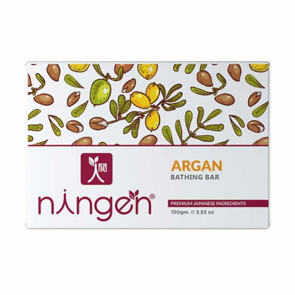 Ningen Argan Bathing Bar (Soap) I Handmade, Natural Ingredients, Paraben Free, Dermatologically Tested I Helps improve Supplement and Texture I 100g