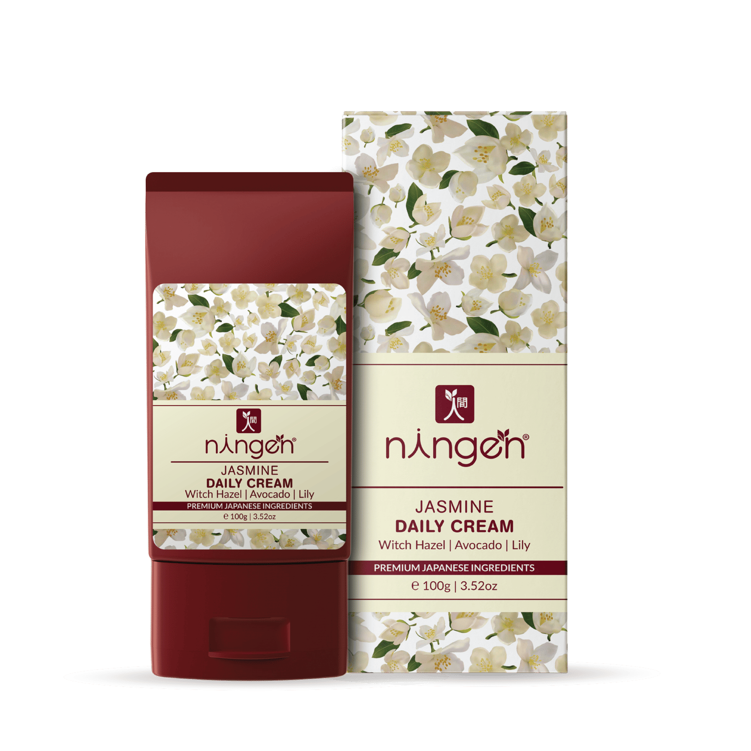 Ningen Jasmine Daily Cream I Infused with Witch Hazel, Avocado, Lily Extracts I Dermatologically Tested, Paraben Free I For Brighter, Fuller and Softer Skin I 100g