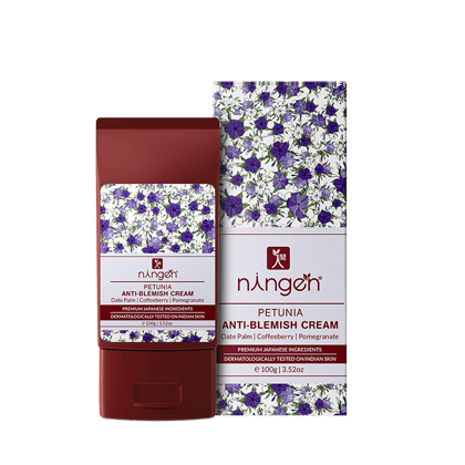 Ningen Petunia Anti-Blemish Radiance Cream I Enriched with Date Palm, Coffeeberry & Pomegranate Extracts I Dermatologically Tested, Paraben Free I Treats wrinkles, blemishes and stretch marks I 100g