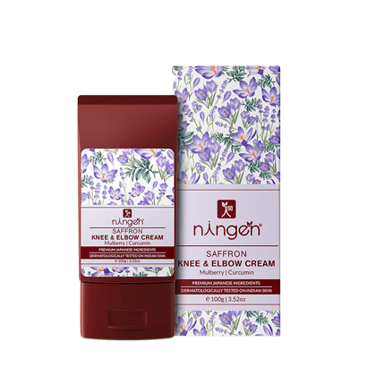 Ningen Saffron Knee and Elbow Cream I Enriched with Mulberry and Curcumin Extracts I Dermatologically Tested, Paraben Free I Softens, Repairs and Heals Dry Skin/Dark Joints I 100g