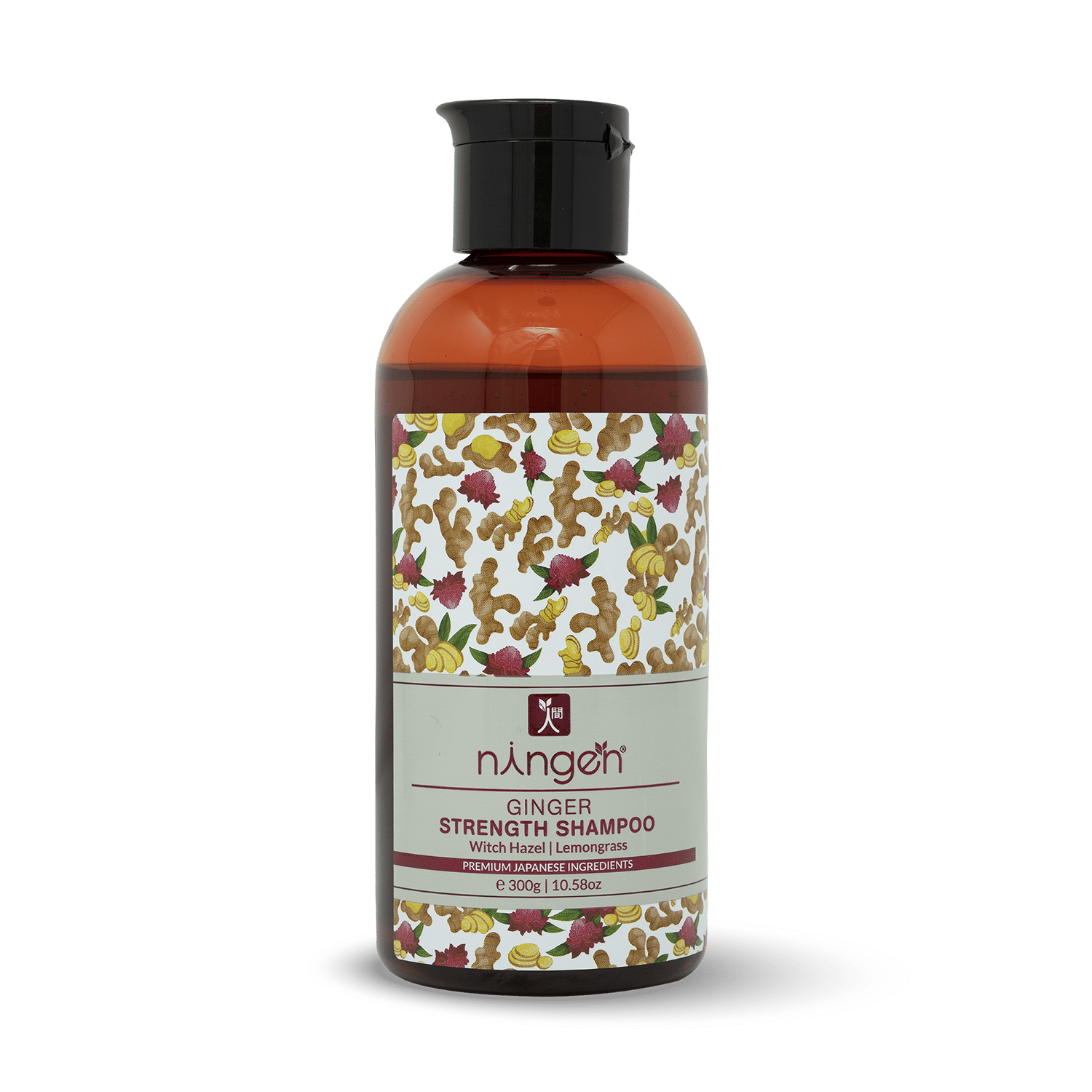 Ningen Ginger Hair Shampoo I Enriched with Witch Hazel, Lemongrass I Irritation Free, Paraben Free I Stimulates Hair Growth and Treats Dandruff I 300g