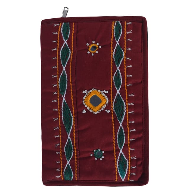 Banjara Handmade Purse with Mobile Case Maroon Color