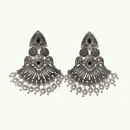 Handcrafted Black Oxidised | Antique Finish | Statement Earrings for Girls and Women