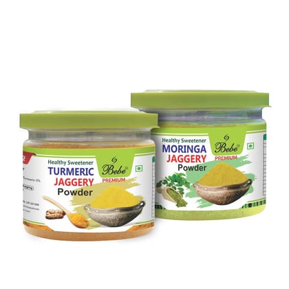 Bebe Moringa Jaggery Powder & Turmeric Jaggery Powder (Pack of 1 Pcs each)