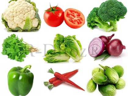 Combo of 9 Vegetables Seeds - Cauliflower, Coriander, Capsicum Green, Tomato, Napa Cabbage, Carrot Red, Broccoli, Onion Red, Brinjal Green MC3.1