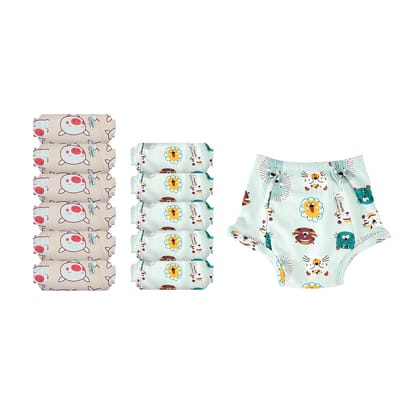 SNUGKINS Snug Potty Training Pull-Up Pants For Babies/Toddlers/Kids | 100% Pure Cotton | Washable & Reusable | (Size 2, Fits 2 Years � 3 Years) | Pack Of 12 Assorted Prints, Unisex-Baby