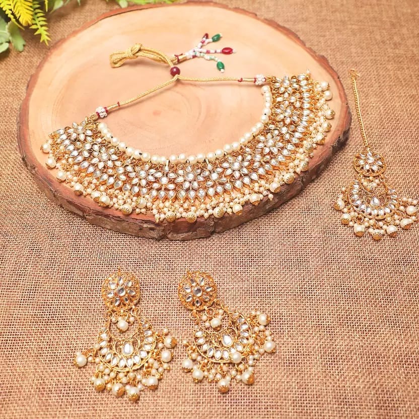 Swarajshop  Alloy Gold-plated White Jewel Set  (Pack of 1)