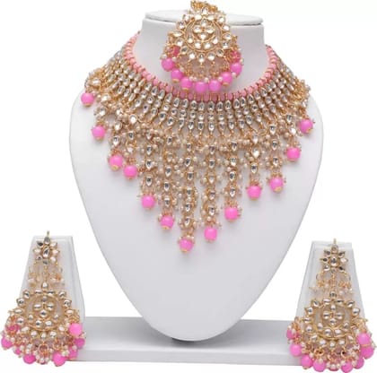 Swarajshop  Alloy Gold-plated Pink Jewel Set  (Pack of 1)