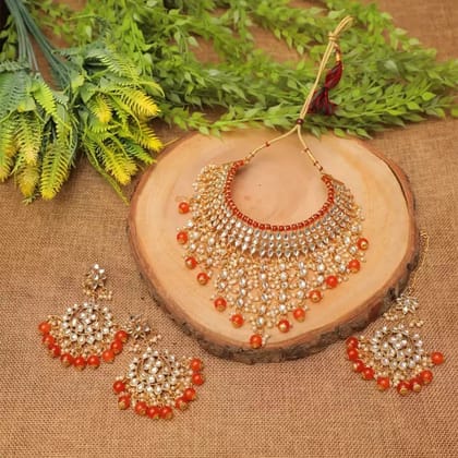 Swarajshop  Alloy Gold-plated Orange Jewel Set  (Pack of 1)