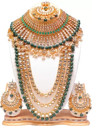 Swarajshop  Alloy Gold-plated Green Jewel Set  (Pack of 1)