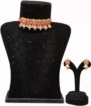 Swarajshop  Alloy Gold-plated Maroon Jewel Set  (Pack of 1)