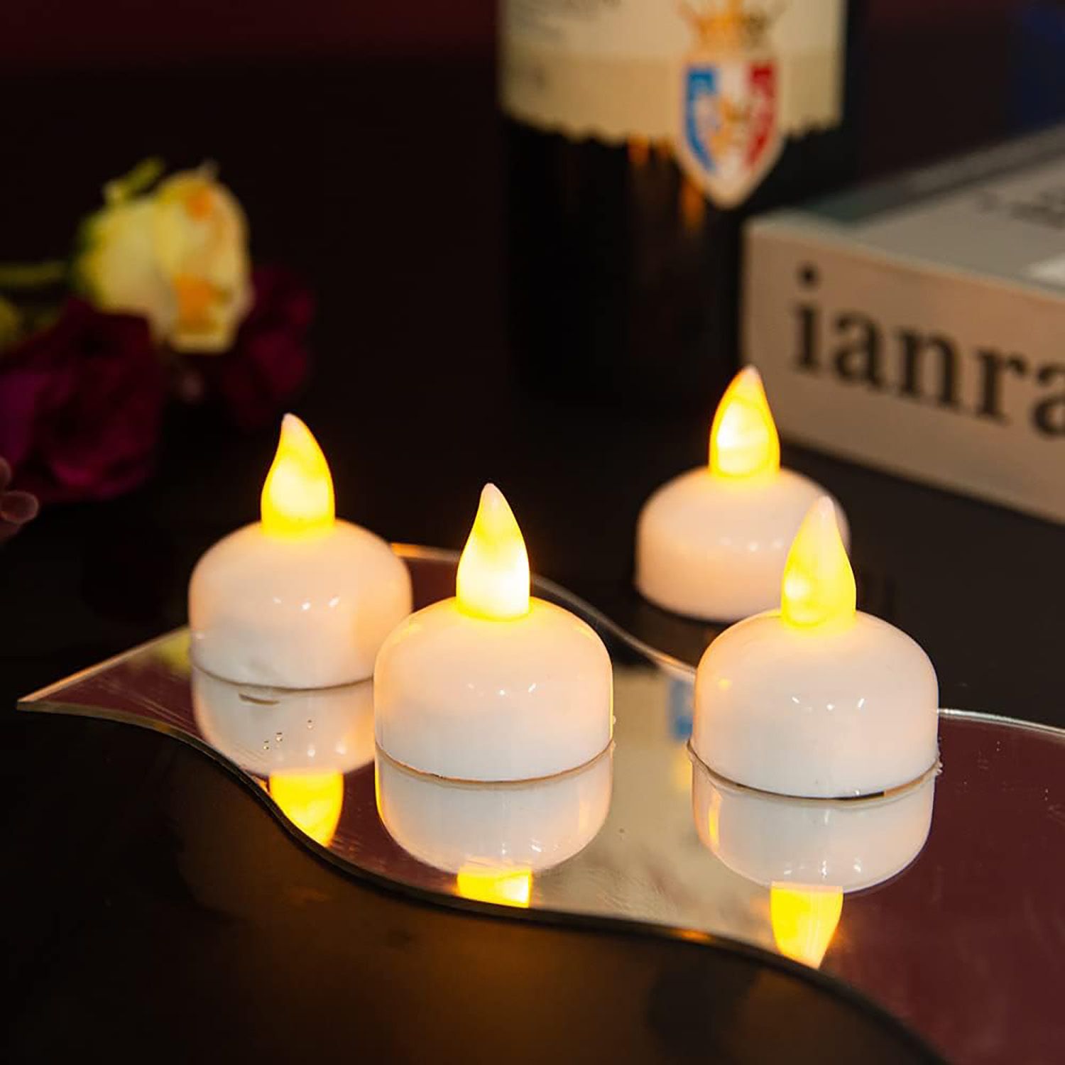 ZURU BUNCH Floating LED Small Candles Water Floating Light Diya LED Light Candle, Bathtub Wedding Decorative Floating Tealight Candles Battery Operated Warm White (Pack of 12)