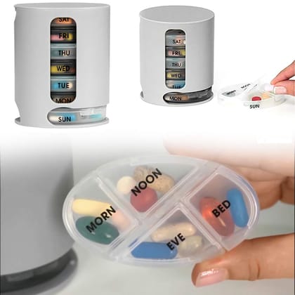 ZURU BUNCH Pill Pro Navi 7 Day Weekly Tablet Medicine Storage Box With 4 Compartments/Pill Dispenser