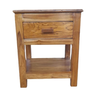 Gajanan Furniture Teak Wood Bedside Table with Single Drawer