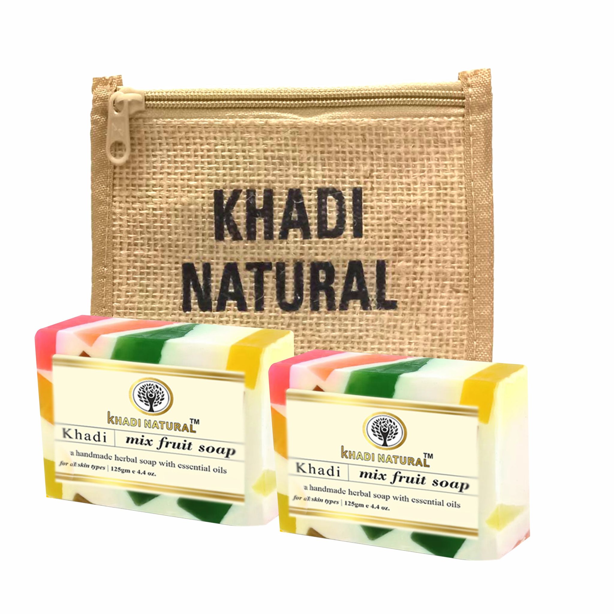 Khadi Natural Jute Mix Fruit Soap 125g (Pack of 2) - Nourishing Cleanse with Eco-Friendly Packaging