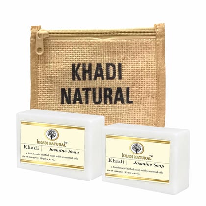 Khadi Natural Jute Jasmine Soap 125g (Pack of 2) - Fragrant Floral Cleanse in Eco-Friendly Packaging