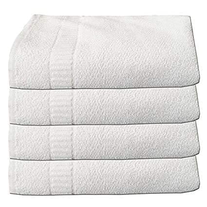 AYUS Quik Dry Bath Towel| 100% Cotton | Soft, Fluffy & Super Absorbent | Colour: White | for Men, Women & Kids | 375 GSM | Contents: 4 Pcs Large Bath Towel | Size: 76cm X 152cm | Made in India