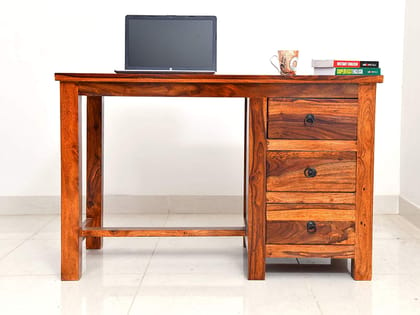 SHEESHAM WOOD WRITING STUDY TABLE AND COMPUTER WORKSTATION DESK FOR HOME AND OFFICE (HONEY FINISH)