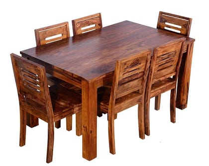 SHEESHAM WOOD WOODEN DINING TABLE WITH 6 CHAIRS | HOME AND LIVING ROOM (6 SEATER 1, TEAK FINISH)