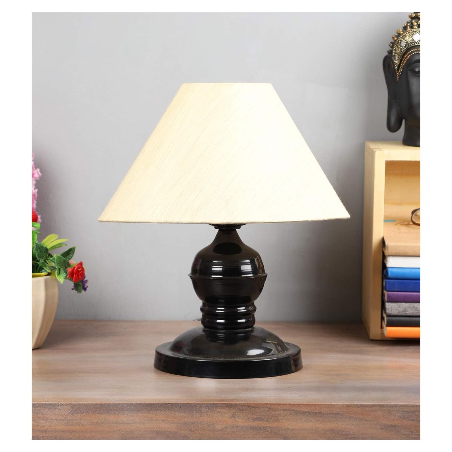 TUCASA TABLE LAMP WITH CONICAL SHADE ( Khadi)