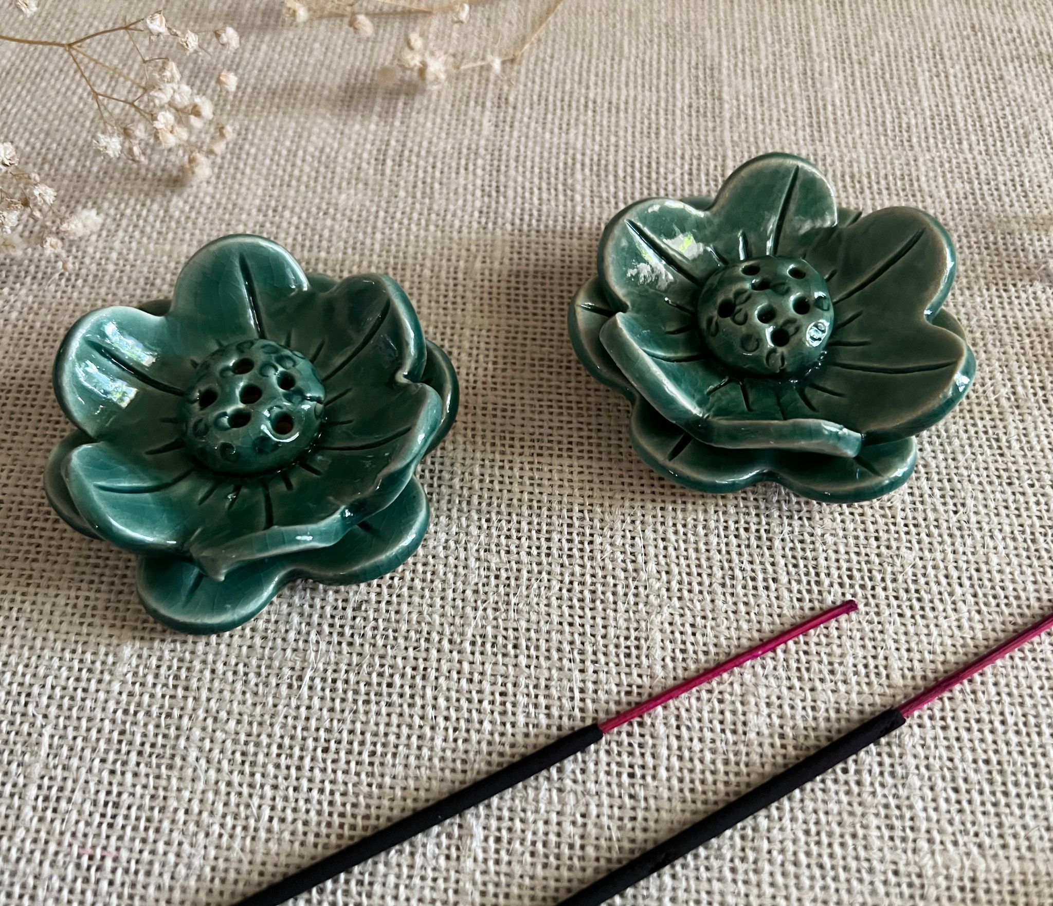 Handcrafted ceramic Flower Incense stick holder