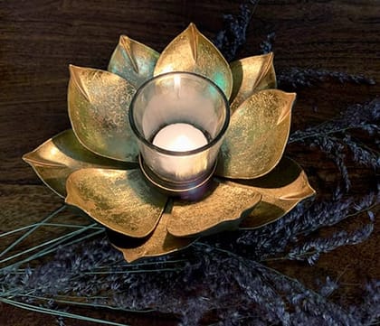 Gold Lotus Tea Light  Holder