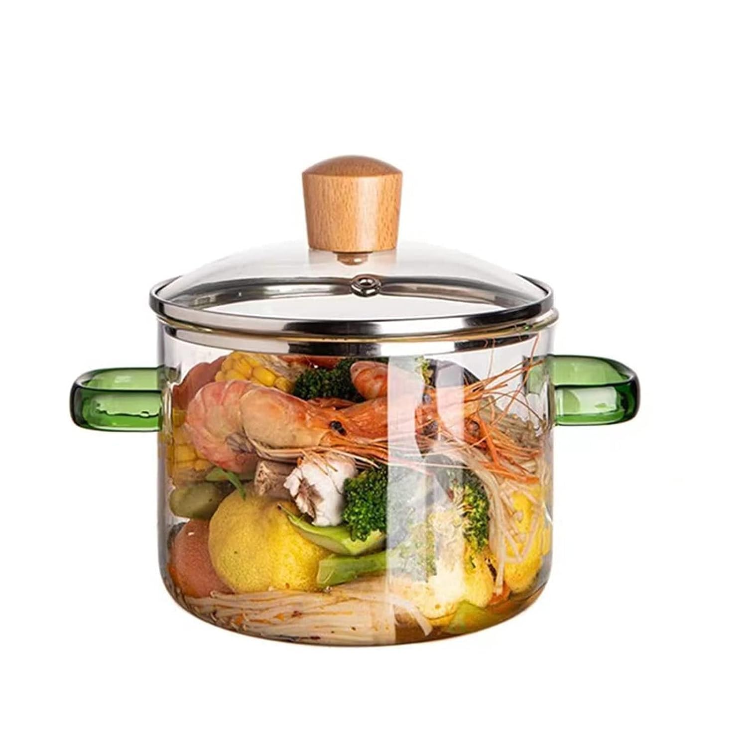 1500ml Glass Saucepan with Cover Healthy Food Cooking Glass Stew Pot  Heat-resistant Glass Stovetop Pot and Pan