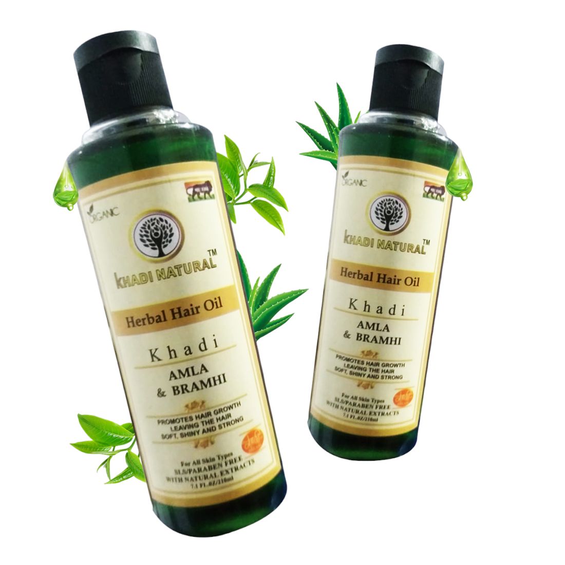 Khadi Natural Gold Amla Brahmi Hair Oil 210ml | Nourishing and Strengthening Hair Care Pack of 2 (Amla Brami)