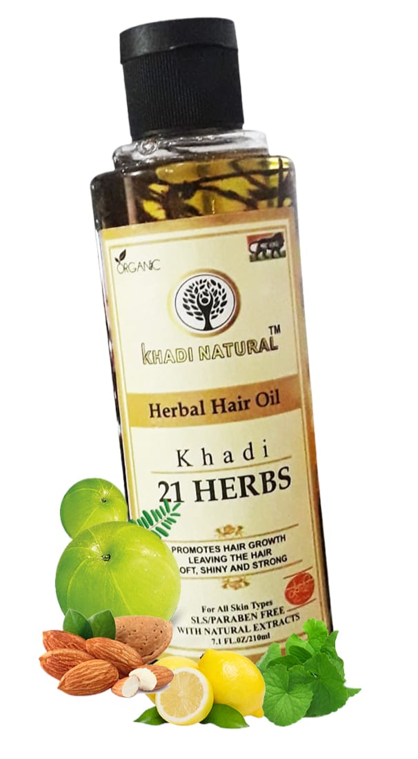 Khadi Natural 21 Herbs Hair Oil 210ml | Nourishing and Strengthening Herbal Hair Care