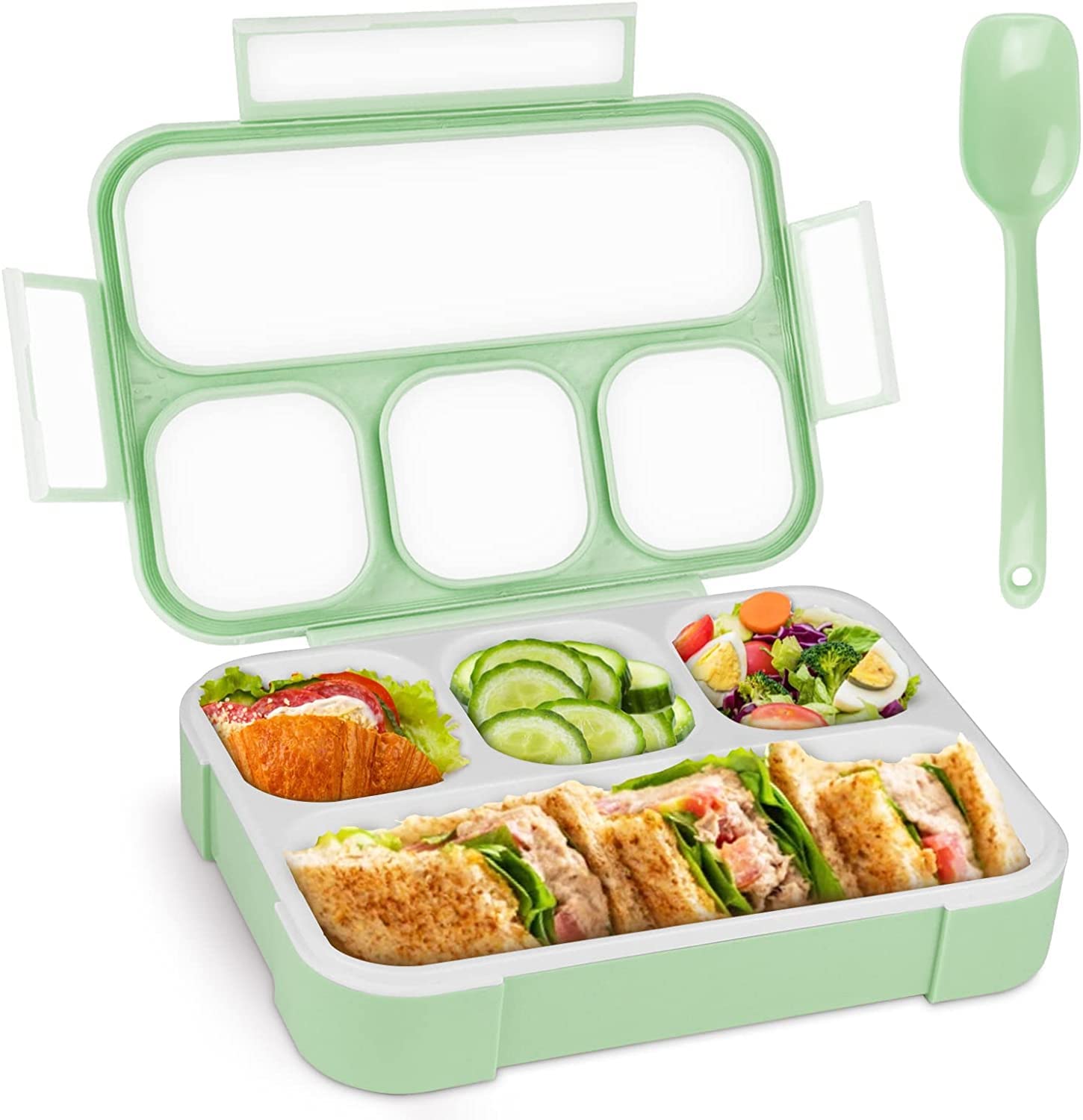 Xelvix Lunch Boxes For Adults - Tiffin Box Lunch Box For Kids Childrens With Fork - Durable Perfect Size For On-The-Go Meal, Bpa-Free And Food-Safe Materials (Green, Stainless Steel), 1100 Milliliter
