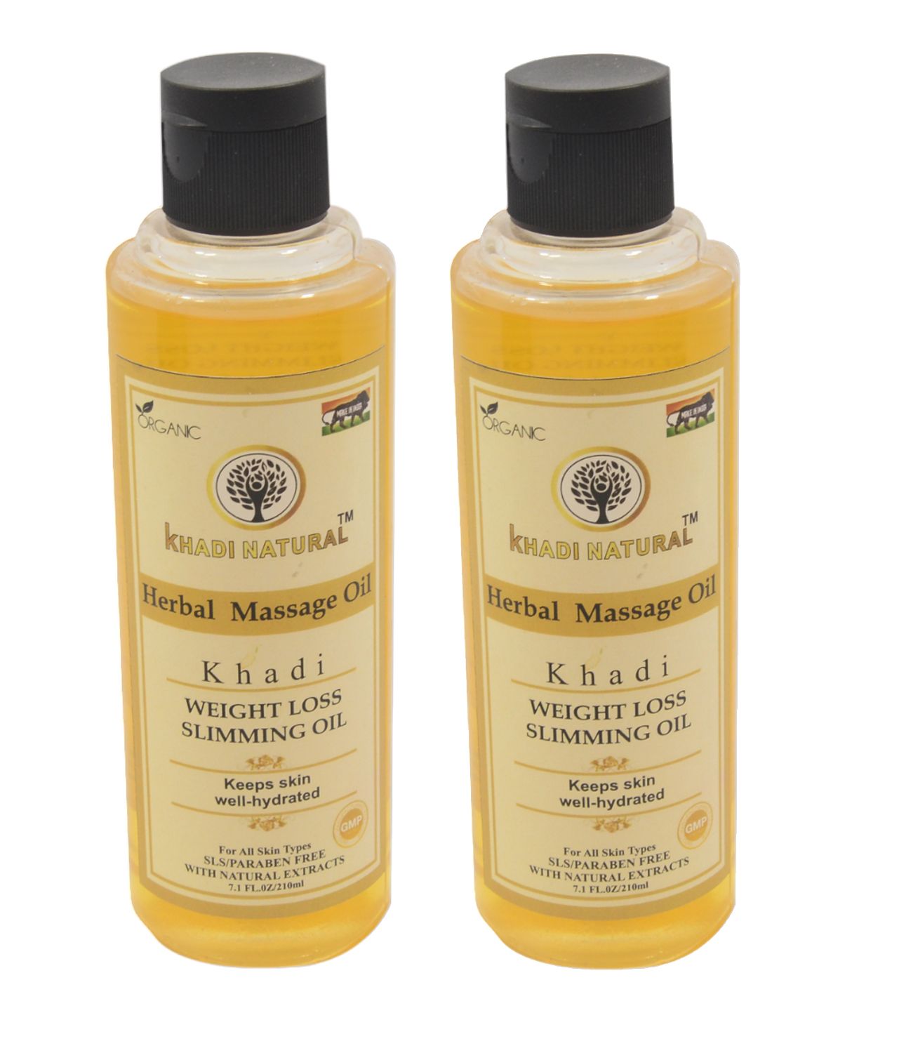 Khadi Organic Slimming Massage Oil Pack of 2 - 210ml, Herbal Body Oil for Natural Weight Management