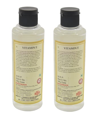 Khadi Natural Vitamin E Hair Oil - 210ml Pack of 2, Herbal Hair Oil for Nourishment and Shine (Vitamine E)