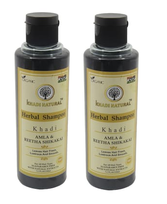 Khadi Natural Amla Reetha Shikakai Shampoo 210ml  Pack of 2| Herbal Hair Care for Cleansing and Nourishment