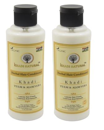 Khadi Natural Tulsi Aloe Vera Conditioning Shampoo 210ml  Pack of 2| Herbal Hair Care for Nourishment and Conditioning