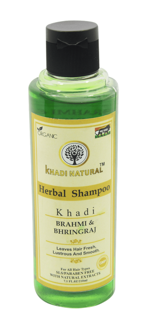 Khadi Natural Brahmi Bhringraj Shampoo - 210ml, Herbal Hair Cleanser for Strong and Healthy Hair